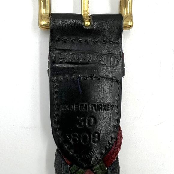 Vintage Lands\' End Tricolor Woven Leather Belt 30